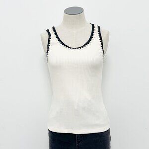 H&M Crochet Trim Tank Small Cream